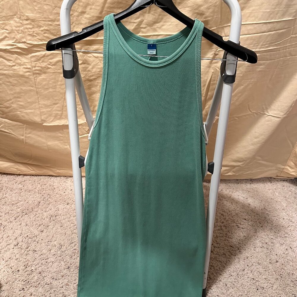 Green mini T-shirt dress with open/high shoulders - Size L - Old Navy Brand.